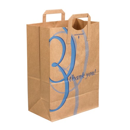 12" x 7" x 17" - "Thank You" Flat Handle Grocery Bags