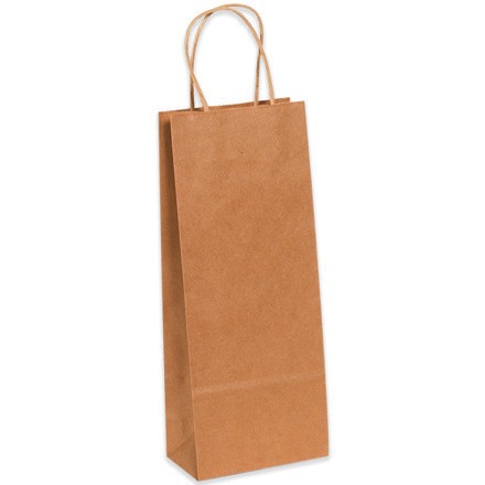5 1/4" x 3 1/4" x 13" Kraft Paper Shopping Bags