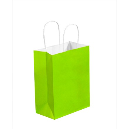 8" x 4 1/2" x 10 1/4" Citrus Green Tinted Shopping Bags