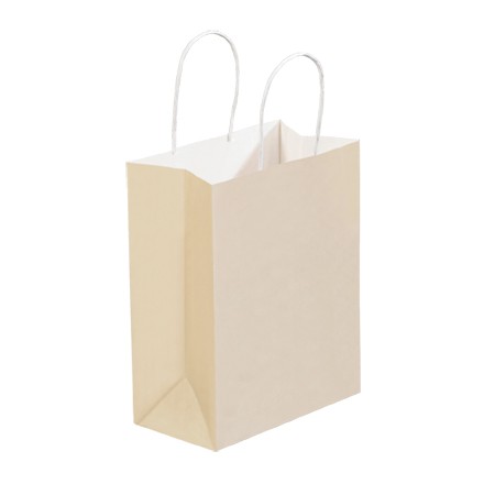 8" x 4 1/2" x 10 1/4" French Vanilla Tinted Shopping Bags