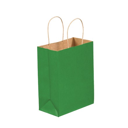 8" x 4 1/2" x 10 1/4" Kelly Green Tinted Shopping Bags