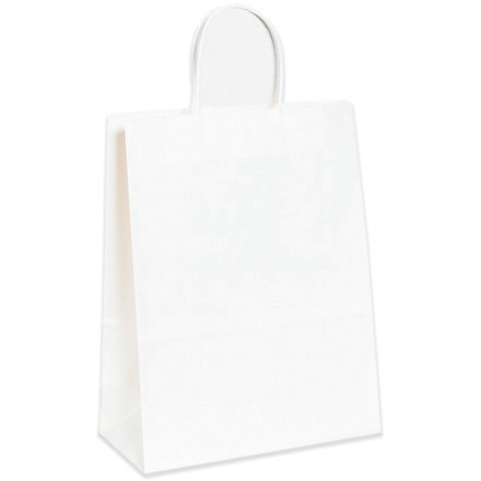 10" x 5" x 13" White Paper Shopping Bags