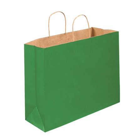 16" x 6" x 12" Kelly Green Tinted Shopping Bags