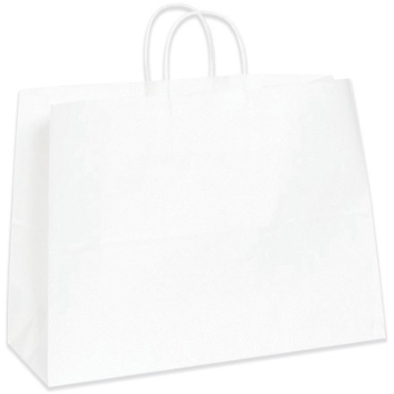 16" x 6" x 12" White Paper Shopping Bags