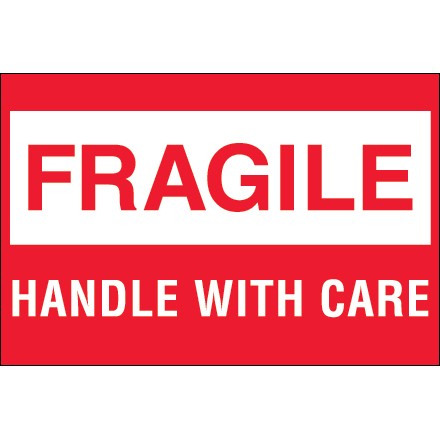 2" x 3" - "Fragile - Handle With Care"