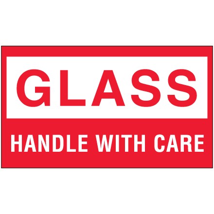 3" x 5" - "Glass - Handle With Care" Labels