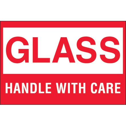 2" x 3" - "Glass - Handle With Care" Labels