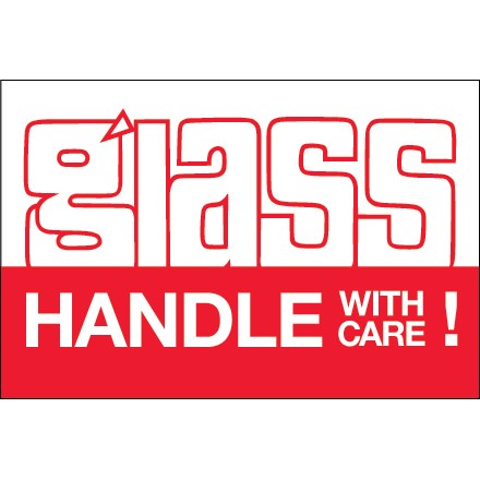 2" x 3" - "Glass - Handle With Care" Labels