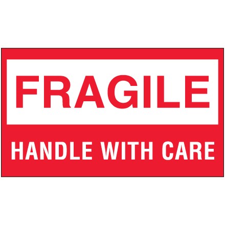 3" x 5" - "Fragile - Handle With Care" Labels