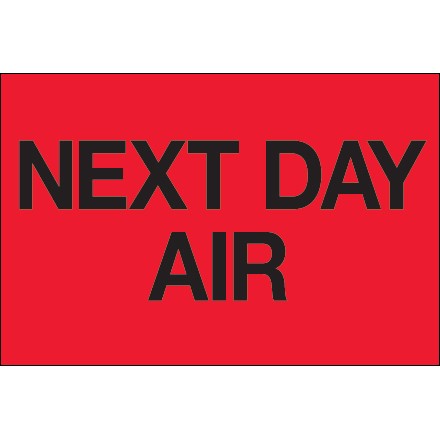 2" x 3" - "Next Day Air" (Fluorescent Red) Labels