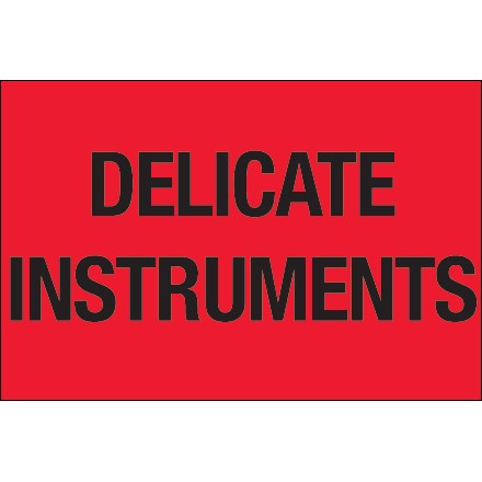 2" x 3" - "Delicate Instruments" (Fluorescent Red) Labels