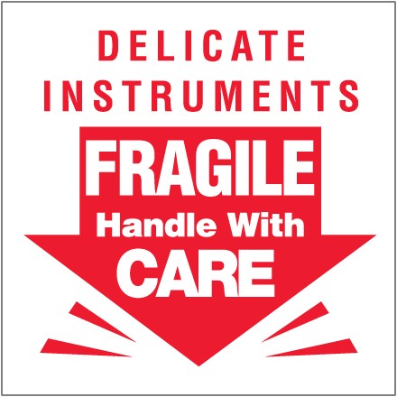 3" x 3" - "Delicate Instruments - Fragile" Labels