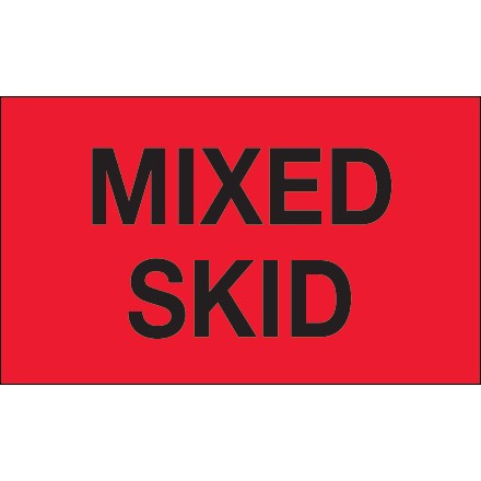 3" x 5" - "Mixed Skid" (Fluorescent Red) Labels