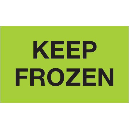 3" x 5" - "Keep Frozen" (Fluorescent Green) Labels