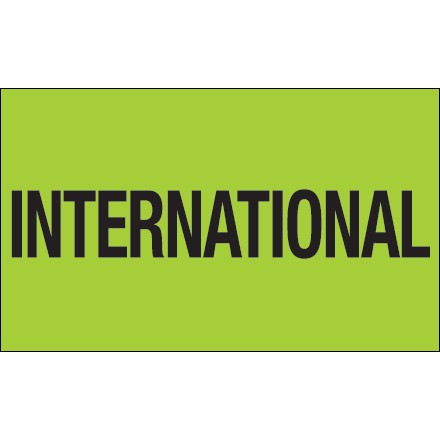 3" x 5" - "International" (Fluorescent Green) Labels