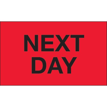 3" x 5" - "Next Day" (Fluorescent Red) Labels