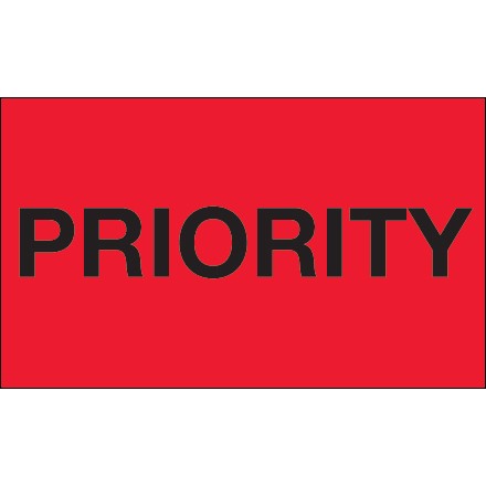 3" x 5" - "Priority" (Fluorescent Red) Labels