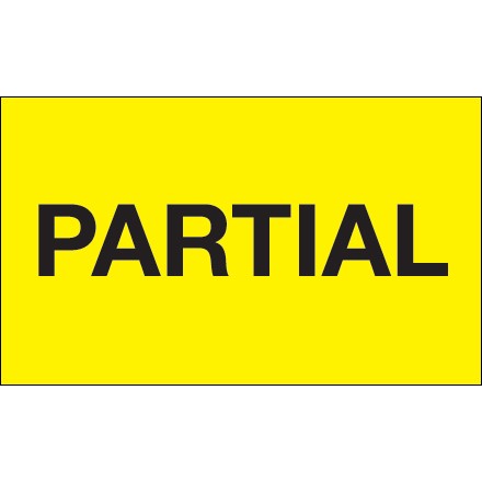 3" x 5" - "Partial" (Fluorescent Yellow) Labels