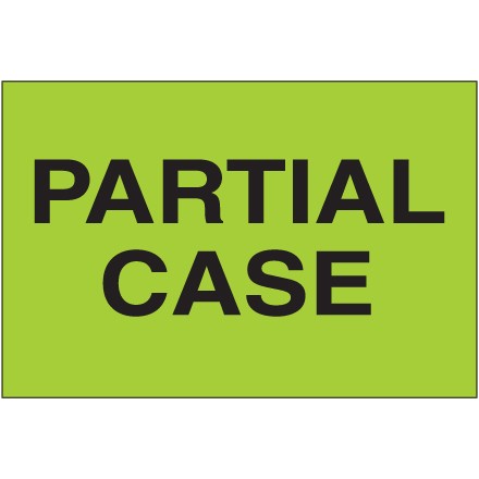 2" x 3" - "Partial Case" (Fluorescent Green) Labels