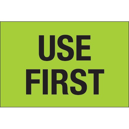 2" x 3" - "Use First" (Fluorescent Green) Labels