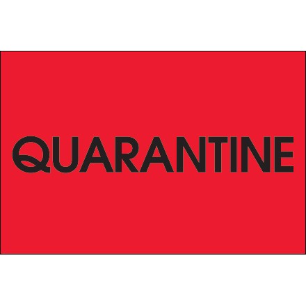 2" x 3" - "Quarantine" (Fluorescent Red) Labels