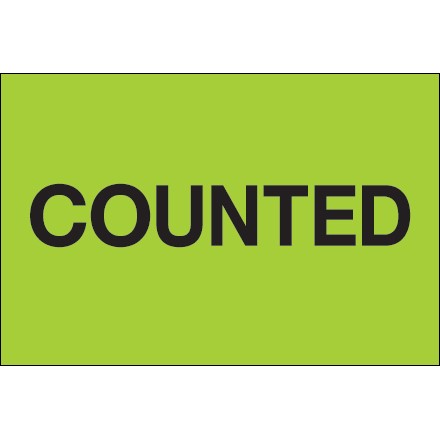 2" x 3" - "Counted" (Fluorescent Green) Labels