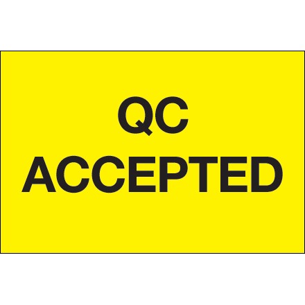 2" x 3" - "QC Accepted" (Fluorescent Yellow) Labels