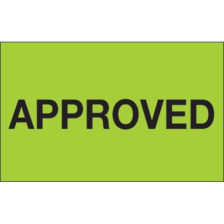1 1/4" x 2" - "Approved" (Fluorescent Green) Labels