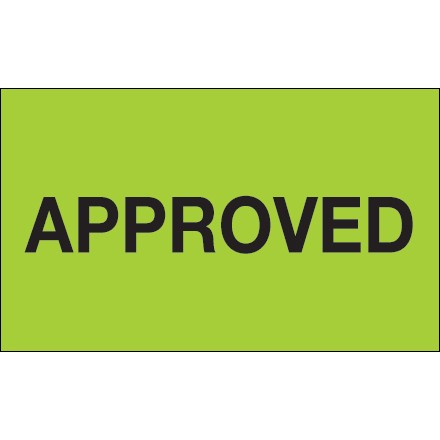 3" x 5" - "Approved" (Fluorescent Green) Labels