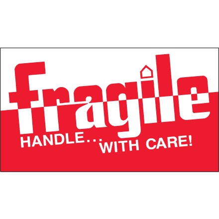 3" x 5" - "Fragile - Handle With Care" Labels
