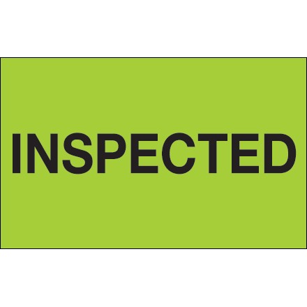 1 1/4" x 2" - "Inspected" (Fluorescent Green) Labels