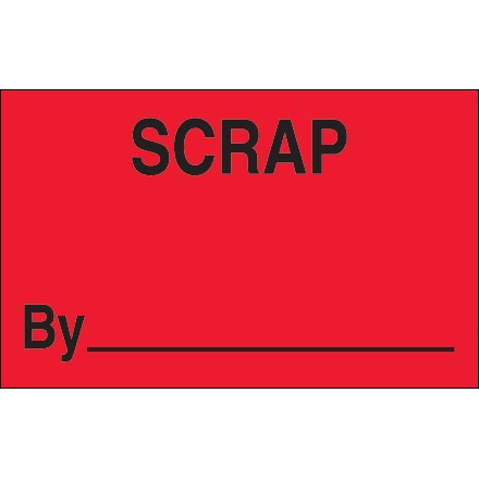 1 1/4" x 2" - "Scrap By" (Fluorescent Red) Labels