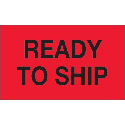 3" x 5" - "Ready To Ship" (Fluorescent Red) Labels