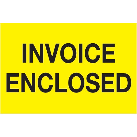 2" x 3" - "Invoice Enclosed" (Fluorescent Yellow) Labels