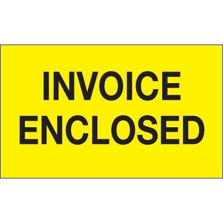 3" x 5" - "Invoice Enclosed" (Fluorescent Yellow) Labels