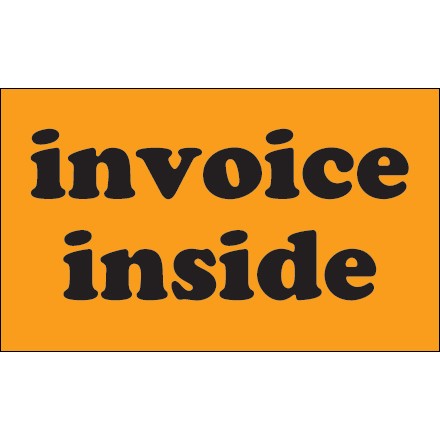 3" x 5" - "Invoice Inside" (Fluorescent Orange) Labels