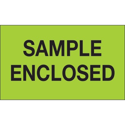 3" x 5" - "Sample Enclosed" (Fluorescent Green) Labels
