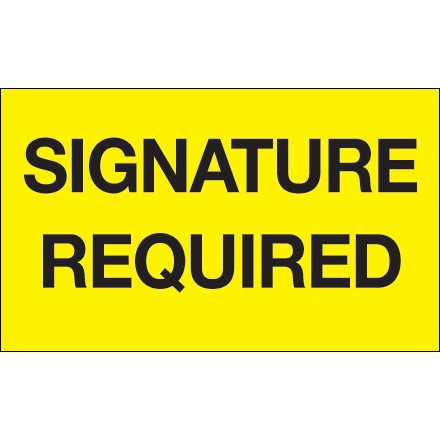 3" x 5" - "Signature Required" (Fluorescent Yellow) Labels