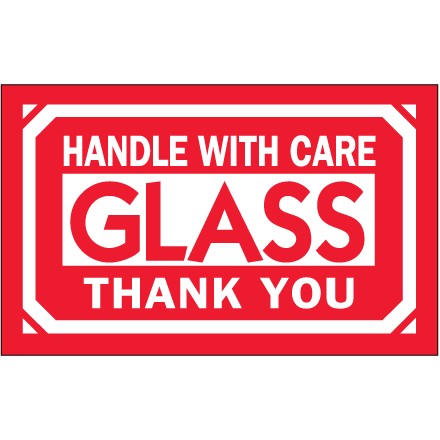 3" x 5" - "Glass - Handle With Care" Labels