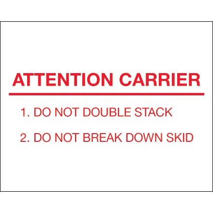 8" x 10" - "Attention Carrier" Labels