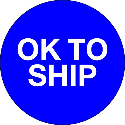 2" Circle - "OK To Ship" Blue Labels