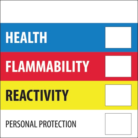 4" x 4" - "Health Flammability Reactivity"