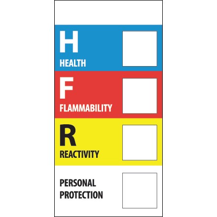 1" x 2" - "Health Flammability Reactivity"
