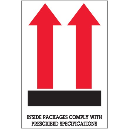 4" x 6" - "Inside Packages Comply..." Arrow Labels