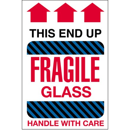 4" x 6" - "Fragile Glass - This End Up" Labels