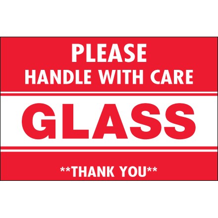2" x 3" - "Glass - Handle With Care" Labels