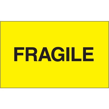 3" x 5" - "Fragile" (Fluorescent Yellow) Labels