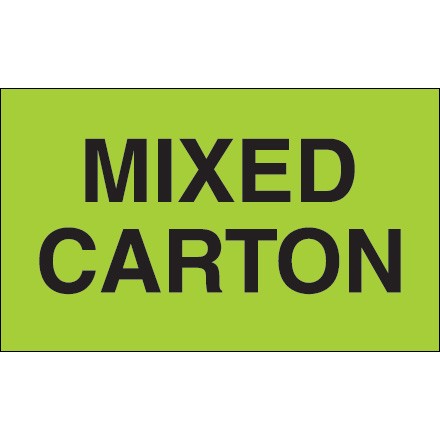 3" x 5" - "Mixed Carton" (Fluorescent Green) Labels
