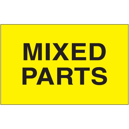 3" x 5" - "Mixed Parts" (Fluorescent Yellow) Labels