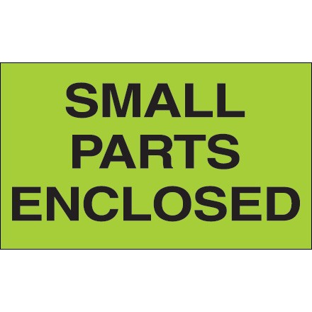 3" x 5" - "Small Parts Enclosed" (Fluorescent Green) Labels